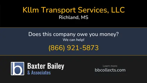 Kllm Transport Services, LLC Kllm Logistics Services www.kllm.com 135 Riverview Dr. Richland, MS DOT:2242467 MC:649560 MC:138308 1 (601) 939-5449 1 (866) 682-3010