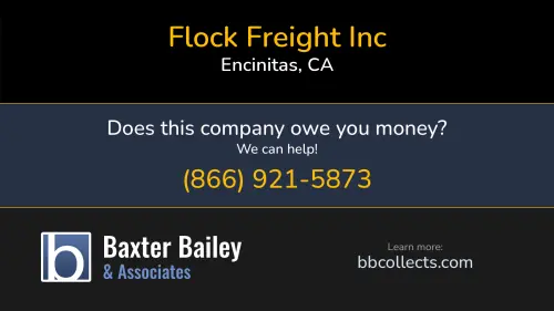 Flock Freight Inc www.auptix.com 701 S Coast Highway 101 Encinitas, CA DOT:3020180 MC:33945 1 (617) 221-6916