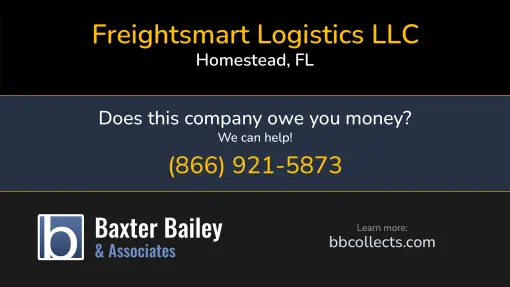 Updated Profile & Contacts for Freightsmart Logistics LLC. DOT: 3423255  MC: 1107145.   Located in Homestead, FL 33033 US. 