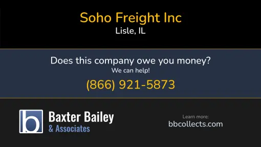 Updated Profile & Contacts for SOHO Freight Inc. DOT: 3615892  MC: 1233361.   Located in Lisle, IL 60532 US. 