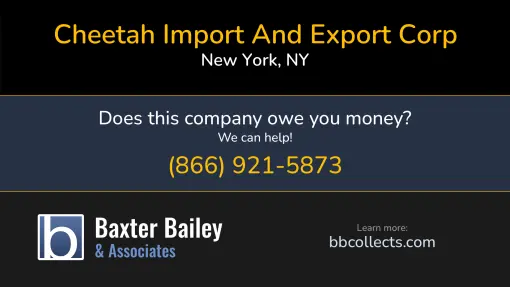 Updated Profile & Contacts for Cheetah Import And Export Corp. DOT: 3961114  MC: 1477261.   Located in New York, NY 10016 US. 