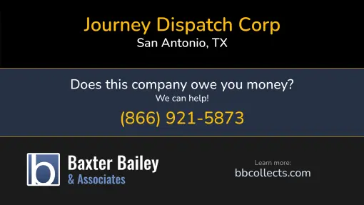 Updated Profile & Contacts for Journey Dispatch Corp. DOT: 4191391  MC: 1615380.   Located in San Antonio, TX 78216 US. 