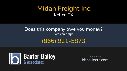 Updated Profile & Contacts for Midan Freight Inc. DOT: 4444758  MC: 1750703.   Located in Keller, TX 76248-1670 US. 