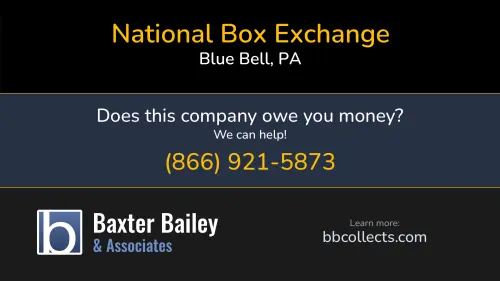 National Box Exchange www.nationalboxexchange.com 209 Crystal Ct Blue Bell, PA 1 (215) 283-9960 1 (215) 283-9962